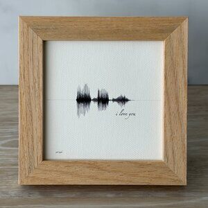NEW I Love You Soundwave Framed Canvas 4x4in Black White Minimalist Rustic